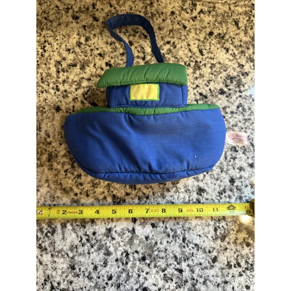 Rosalina Noah's Ark Soft Plush Toy‎ Carrier Blue Green Red Fabric Boat Handle